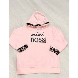 Girls Long Sleeve Pink and Leopard Hoodie Mini Boss Shirt 4T